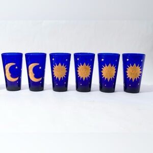 Midcentury Culver Moon, Sun Glasses, Cobalt Blue, Pint Glass Size